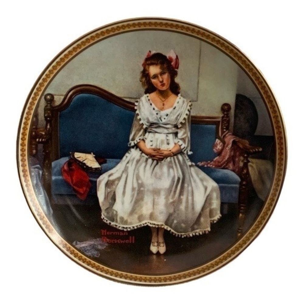 Vintage 1993 Knowles Norman Rockwell Waiting at the Dance Plate 8.5" NIB - Picture 2 of 4
